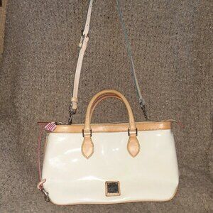 DOONEY & BOURKE-Cream Patent w/Vachetta Leather Trim-Shoulder/Satchel-Near Mint